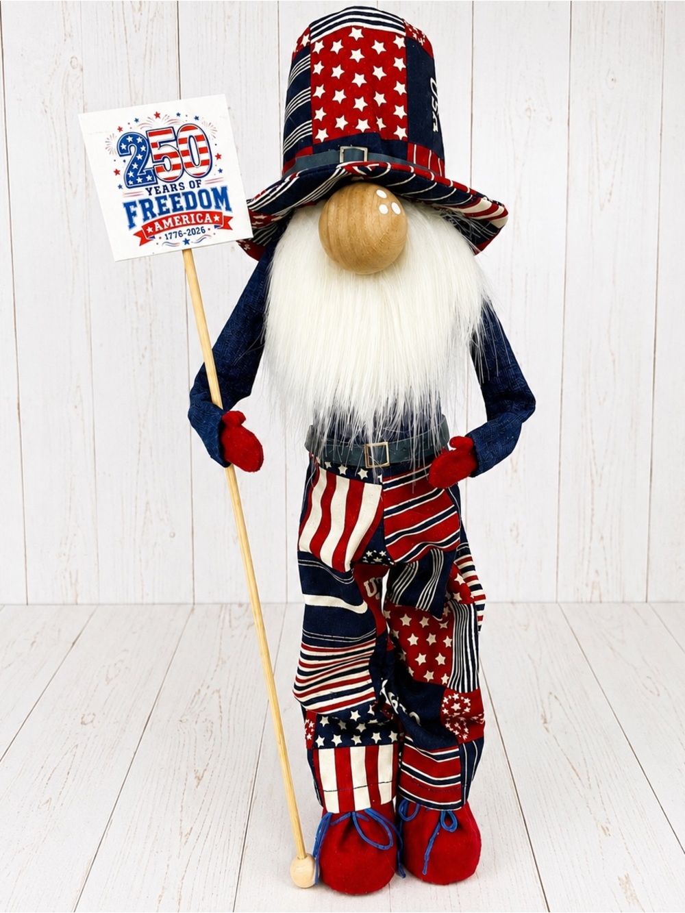 Patriotic Gnome, America 250 Handmade Red White Blue Americana Decor